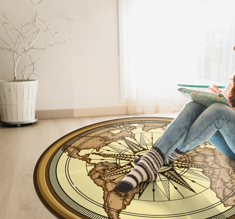 Round vintage world map vinyl rug - TenStickers