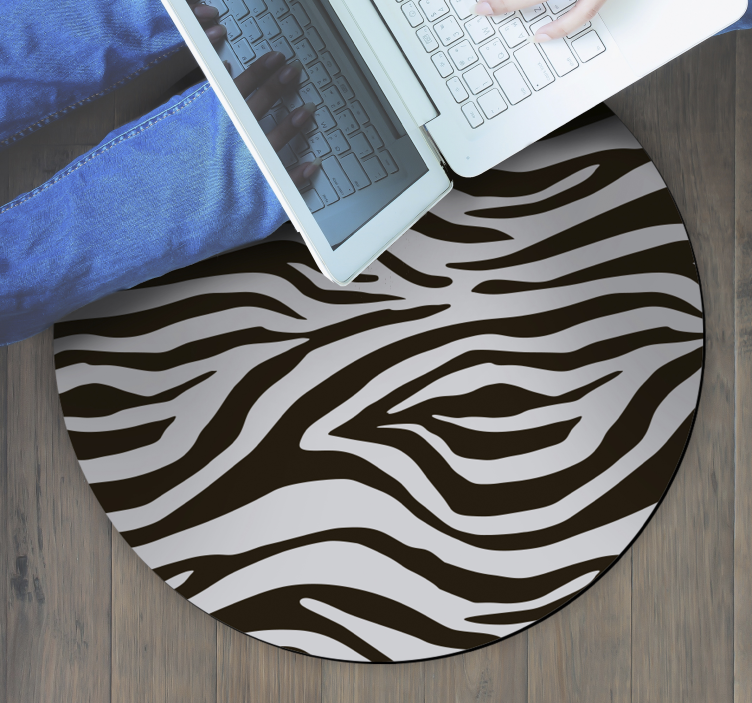 Spectacular round zebra animal print vinyl rug - TenStickers