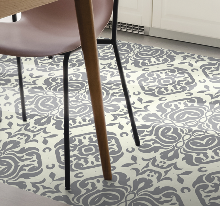 Ruskin grey tile effect vinyl rug - TenStickers