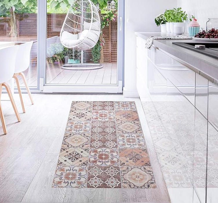 Rust Baroni Kitchen tile vinyl carpet - TenStickers