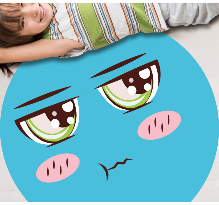 Sad Cartoon Face circular vinyl carpet - TenStickers