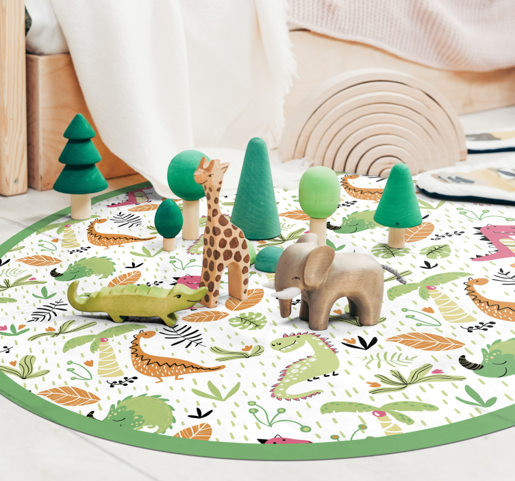 Safari Adventure Circle kids vinyl carpet - TenStickers