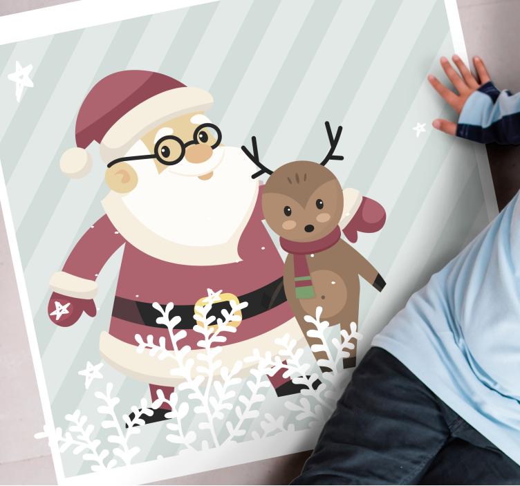 Santa and Reindeer Christmas vinyl carpet - TenStickers