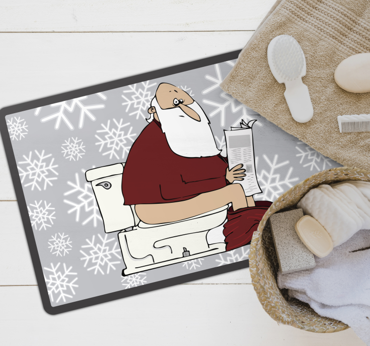 Santa on the toilet cartoon Christmas tree mat - TenStickers