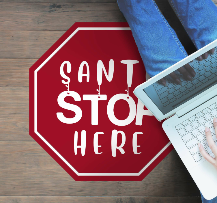 Santa Stop Sign Christmas vinyl carpet - TenStickers