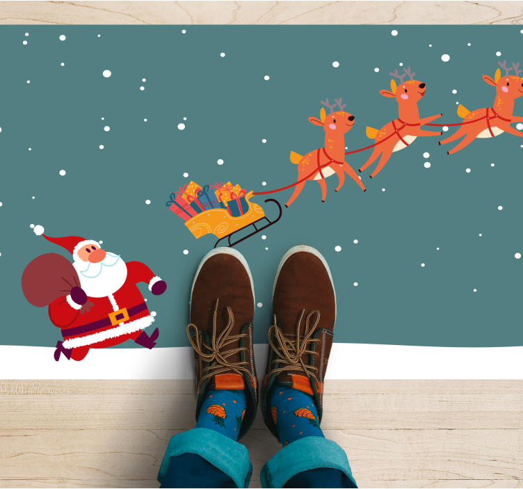 Santa's Sleigh Journey Christmas vinyl carpet - TenStickers