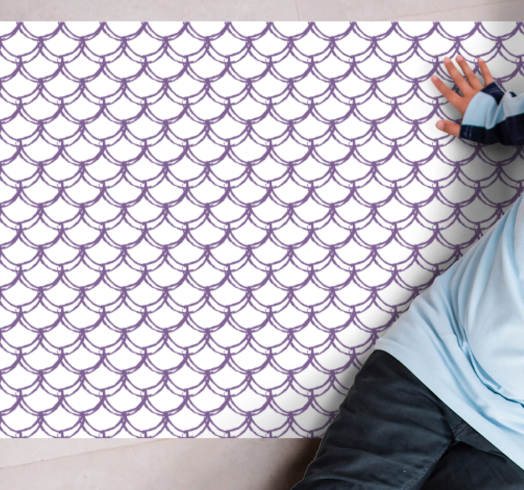 Bathroom vinyl carpet in scalloped purple design - TenStickers