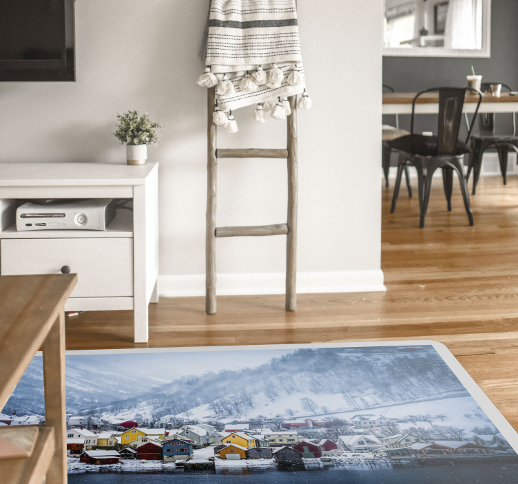 Scenic Winter Village nature vinyl carpet - TenStickers