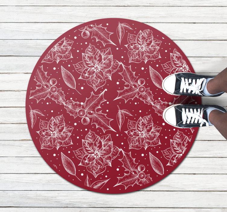 Seasonal Poinsettia Motif Christmas vinyl carpet - TenStickers