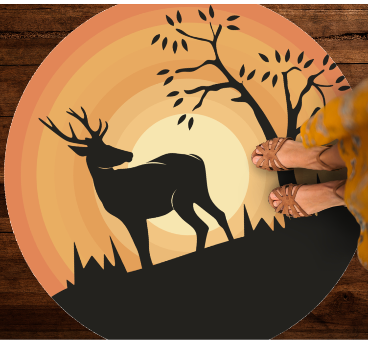 Retro serene deer silhouette vintage vinyl carpet - TenStickers