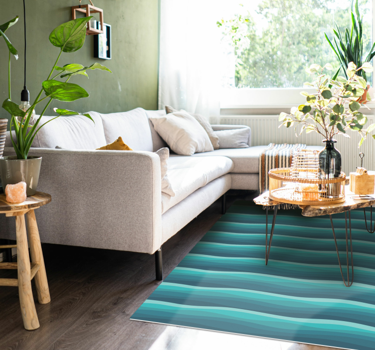 Serene blue waves living room vinyl carpet - TenStickers