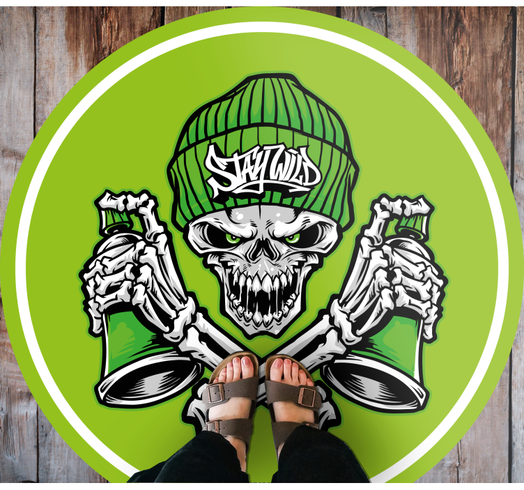 Skull And Drinks circular vinyl carpet - TenStickers