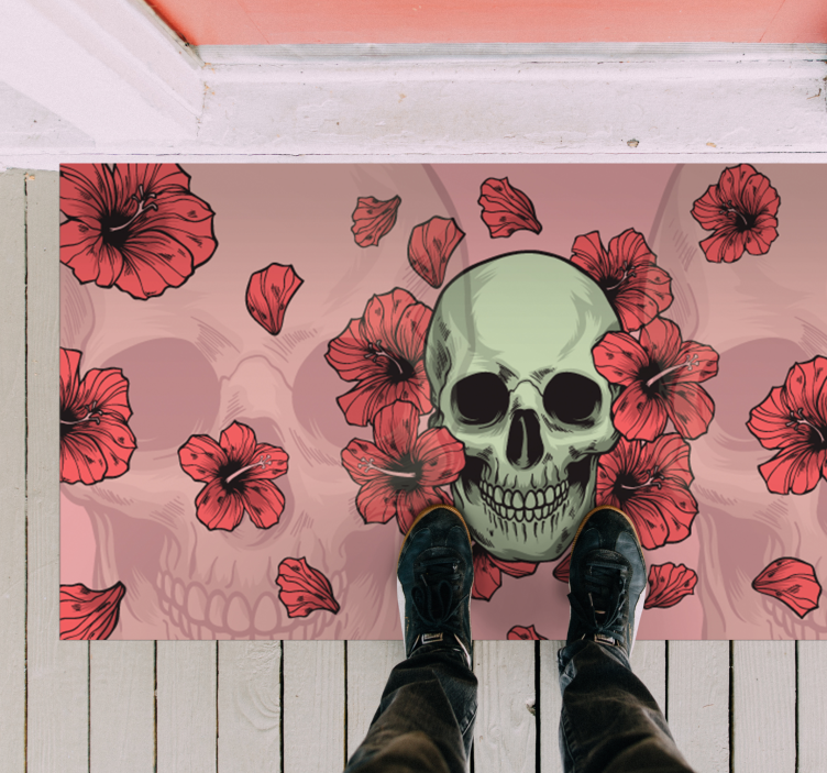 Skull Floral Overlay halloween vinyl carpet - TenStickers