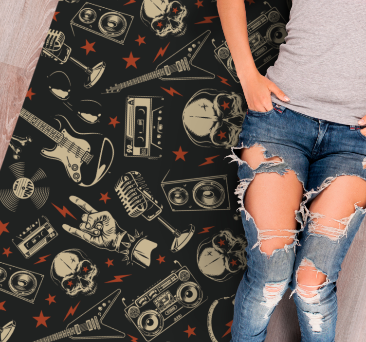 Skull Music Theme teen vinyl carpet - TenStickers