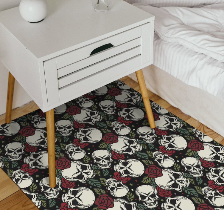 Skull rose pattern halloween vinyl carpet - TenStickers