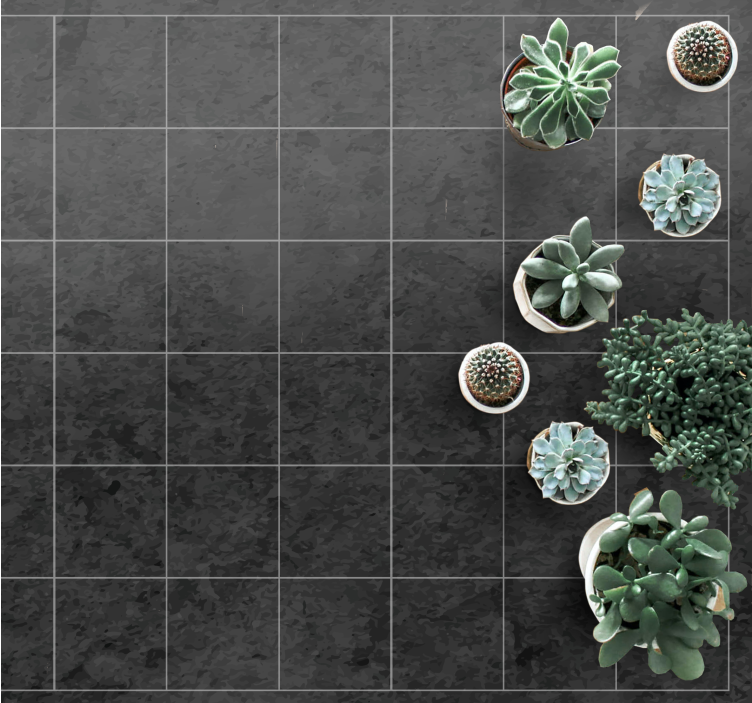 Sleek Black Squares stone effect vinyl carpet - TenStickers