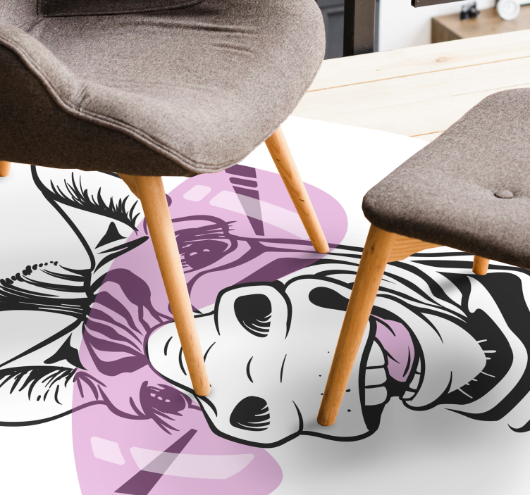 Smiling zebra face animal vinyl carpet - TenStickers