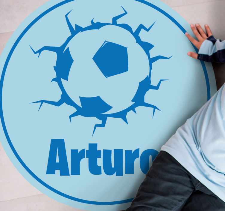 Beaking football ball with name kids vinyl carpet - TenStickers