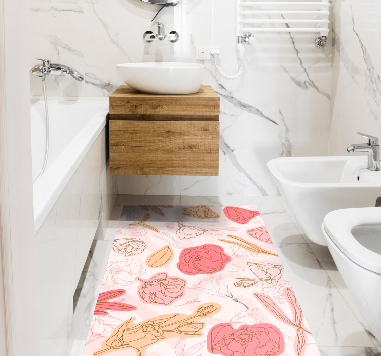 Sophisticated Botanical Element bathroom vinyl carpet - TenStickers