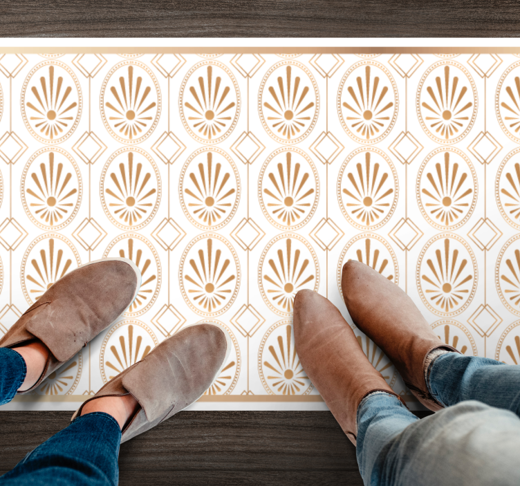 Sophisticated golden motif mosaic vinyl carpet - TenStickers