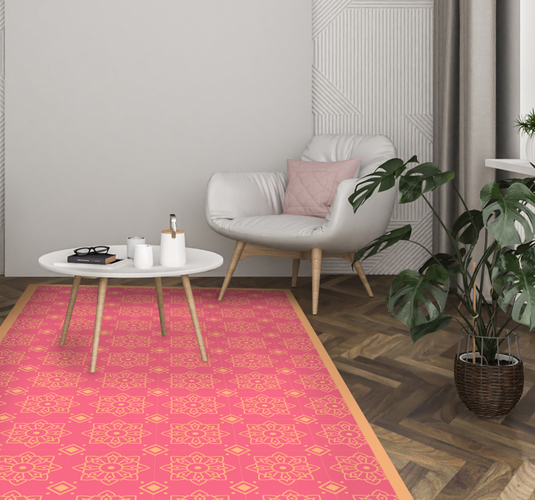 Sophisticated pink tiles living room vinyl carpet - TenStickers
