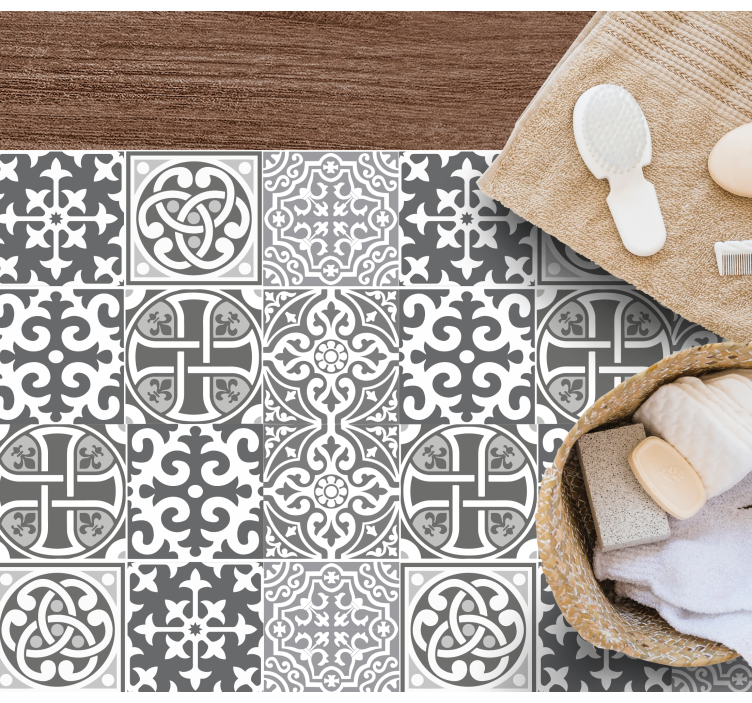 Sophisticated grey arrangements tile vinyl carpet - TenStickers