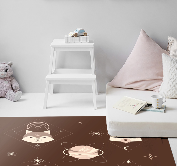 Space animals adventure kids vinyl carpet - TenStickers