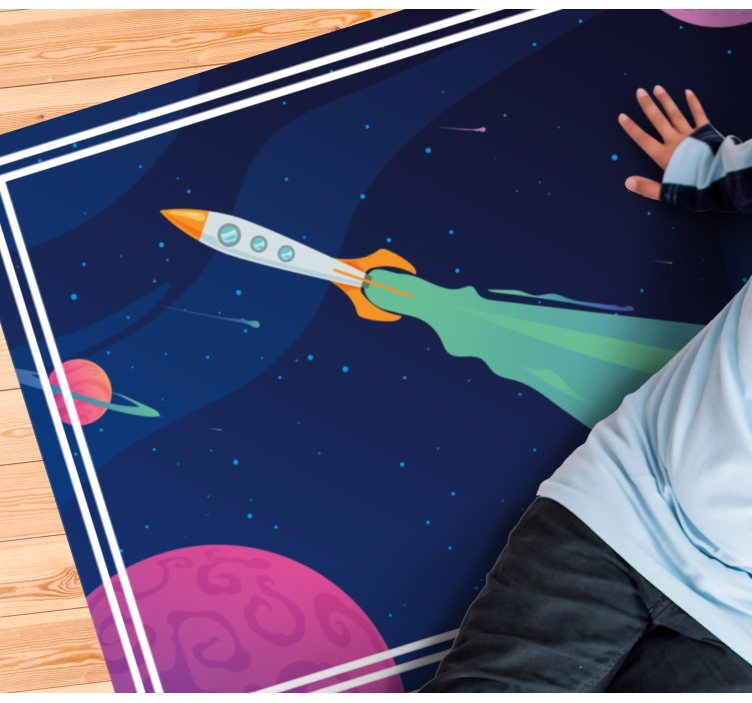 Spaceship in Orbit star vinyl carpet - TenStickers