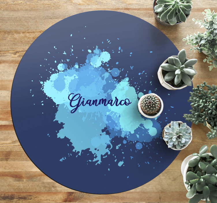 Splashing blue with name teen vinyl carpet - TenStickers