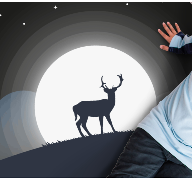 Stag Under Moon circular vinyl carpet - TenStickers