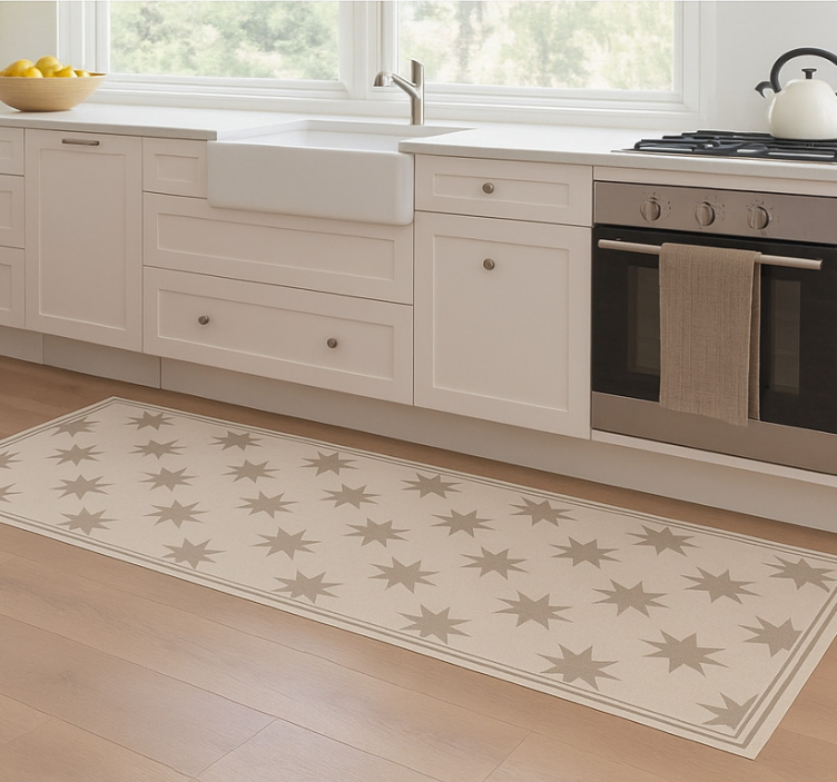 Starry beigemotif kitchen vinyl carpet - TenStickers