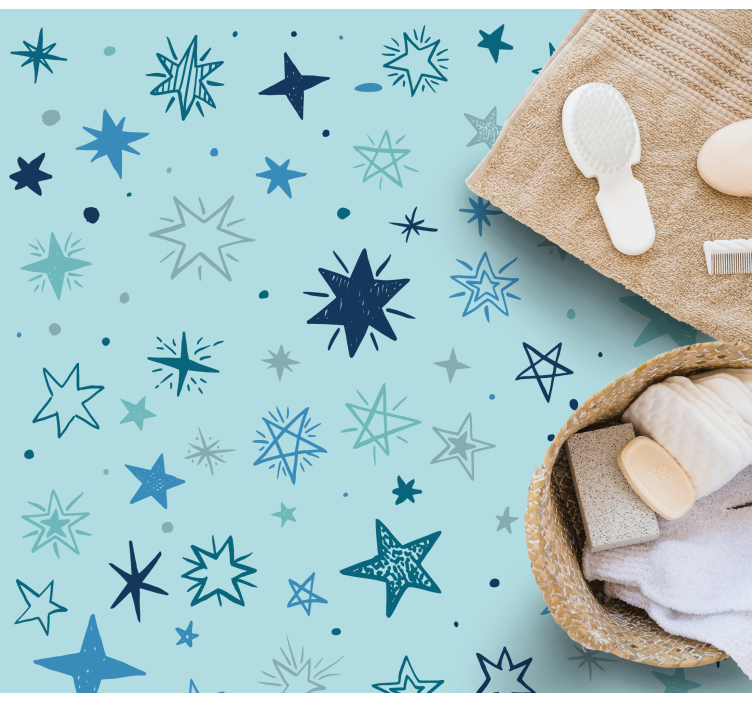 Blue night pattern star vinyl carpet - TenStickers