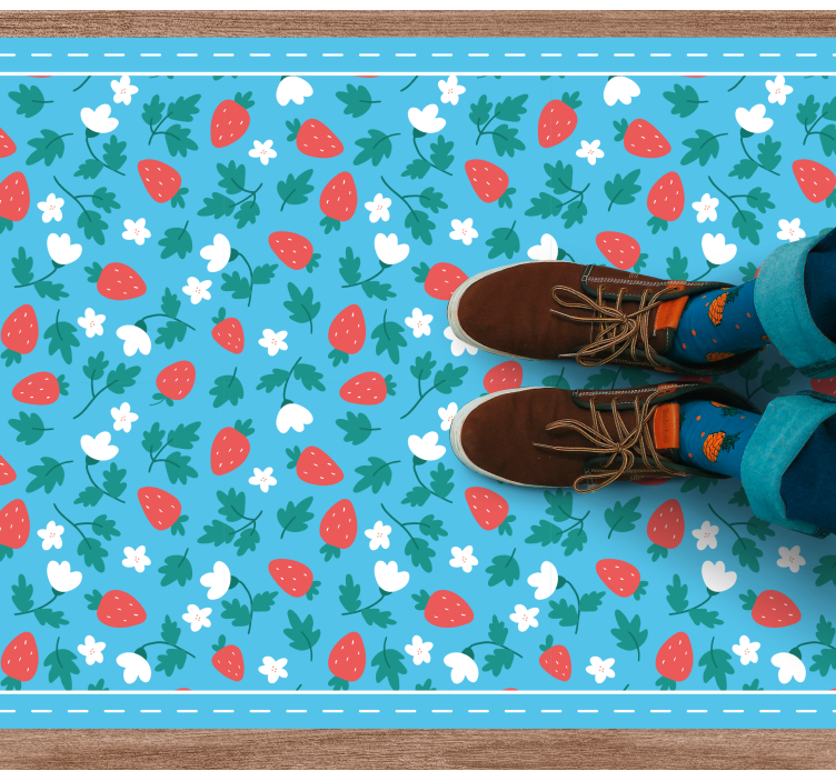 Strawberry Floral Motif kitchen vinyl carpet - TenStickers