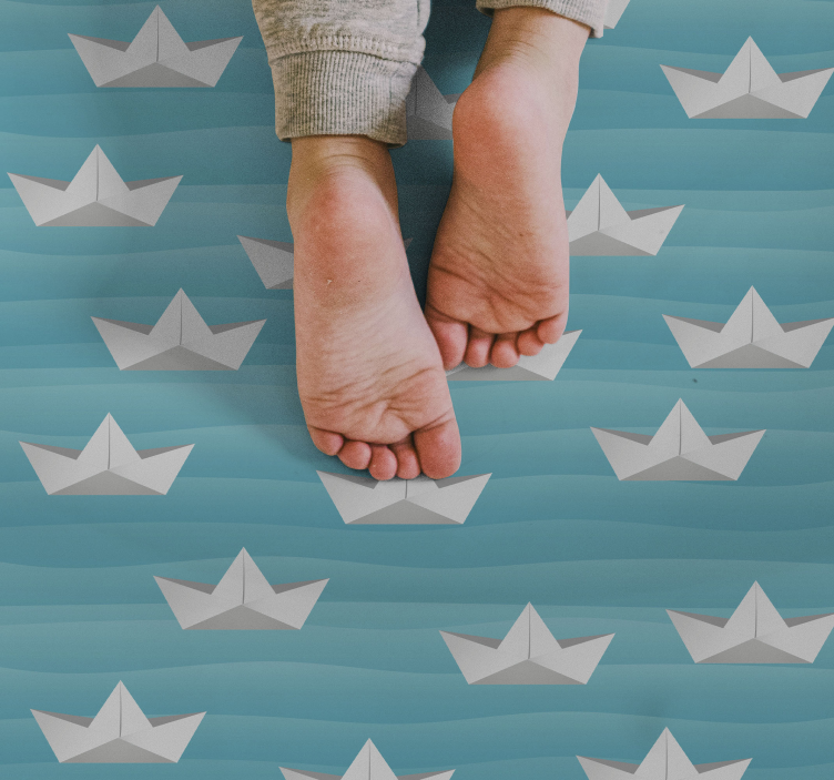 Striped Paper Boats star vinyl carpet - TenStickers