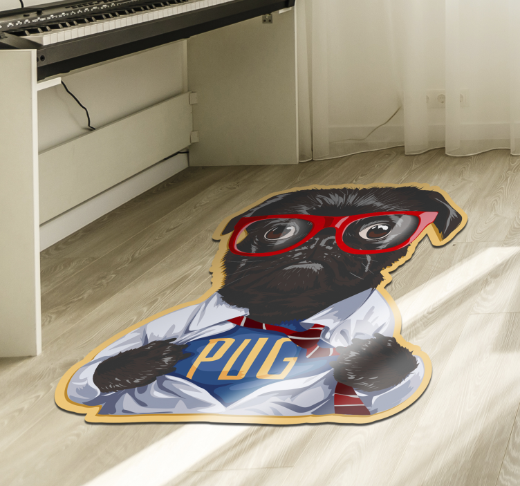 Stylish Pug Illustration animal vinyl carpet - TenStickers
