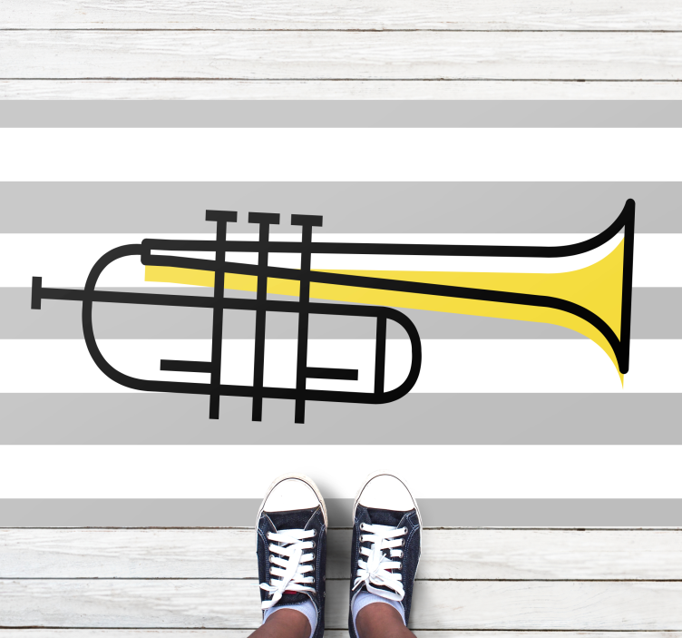 Stylish Trumpet Illustration striped vinyl carpet - TenStickers