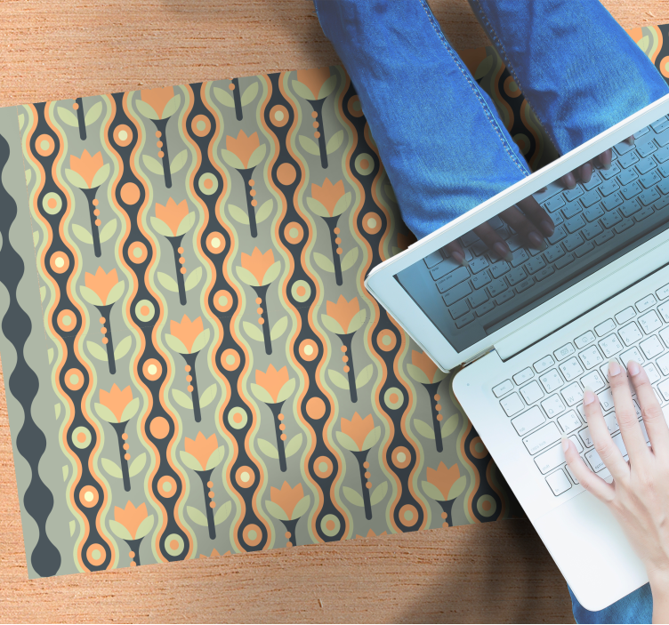 Stylized Floral Pattern teen vinyl carpet - TenStickers