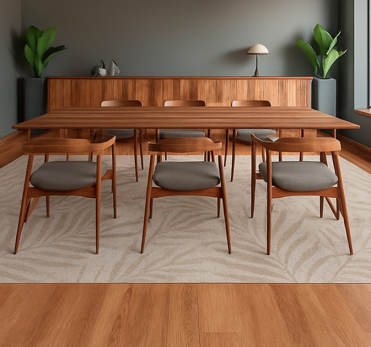 Subtle Palm Frond dining room vinyl carpet - TenStickers