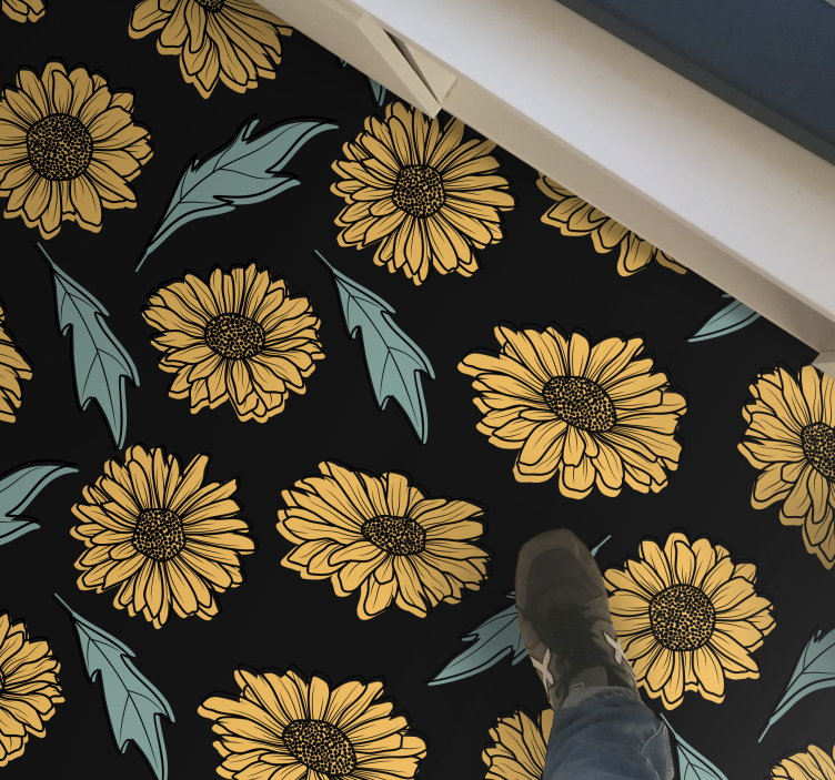 Sunflower Bloom Elegance floral vinyl carpet - TenStickers