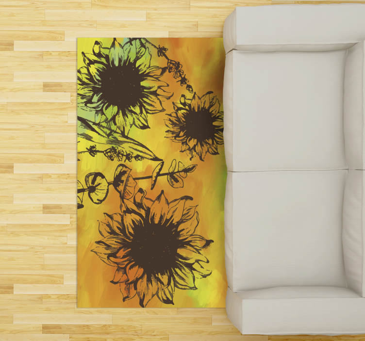 Sunflower Sketch floral vinyl carpet - TenStickers