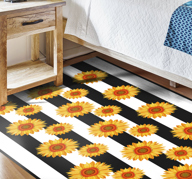Sunflower Stripes floral vinyl carpet - TenStickers