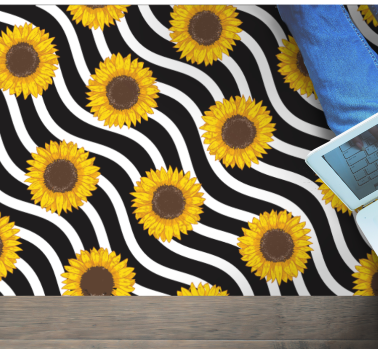 Sunflower Wave Pattern floral vinyl carpet - TenStickers