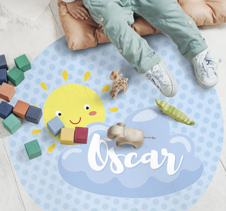 Sun and cloud with name kids vinyl carpet - TenStickers