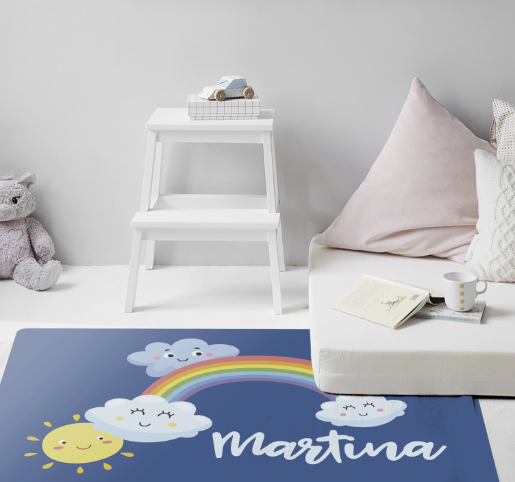 Custom clouds with rainbow kids vinyl carpet - TenStickers