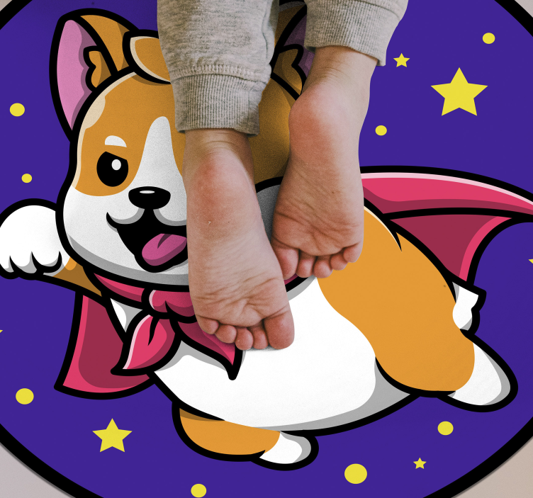 Superhero Corgi kids vinyl carpet - TenStickers