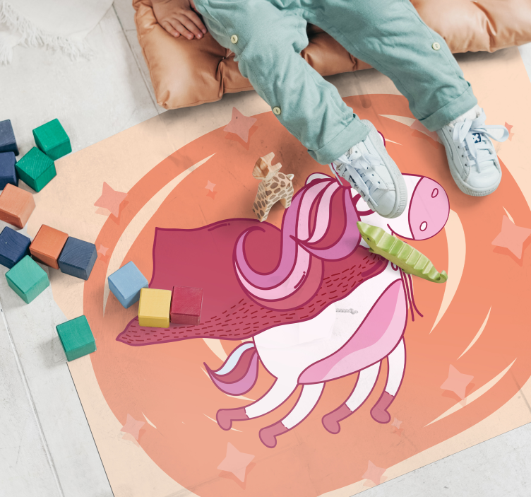 Superhero Unicorn nursery vinyl carpet - TenStickers