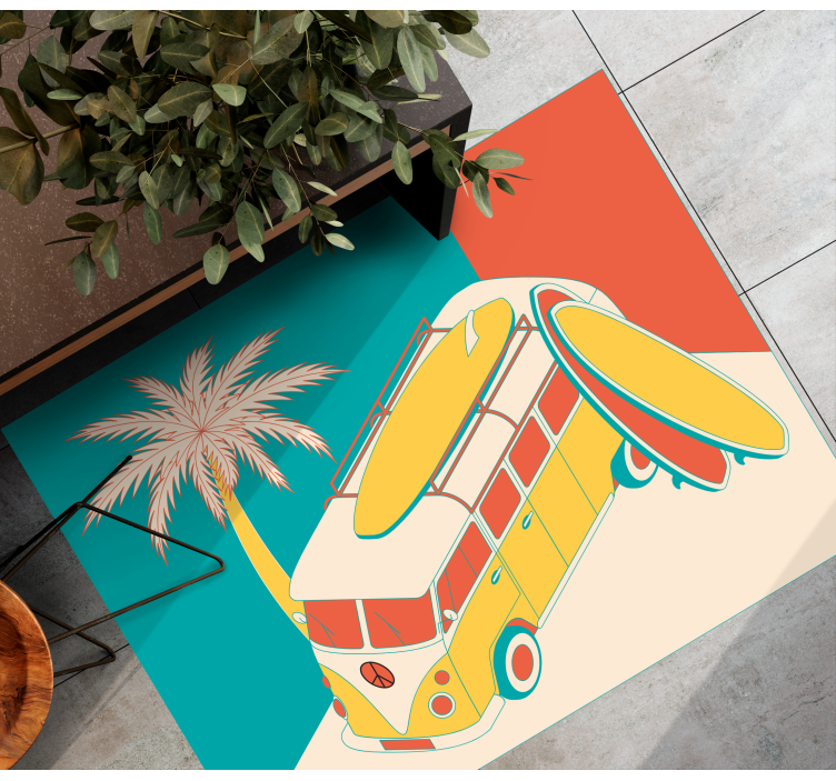 Surfing Van Adventure vintage vinyl carpet - TenStickers