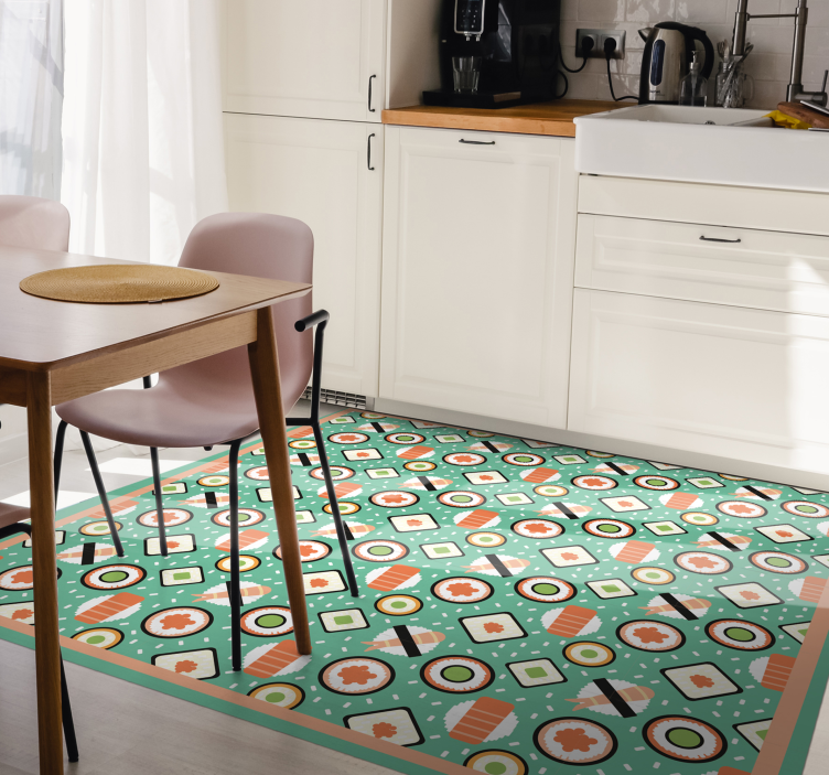 Sushi-inspired patterns kitchen vinyl carpet - TenStickers