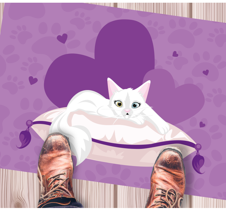 Sweet Cat Cushion animal vinyl carpet - TenStickers