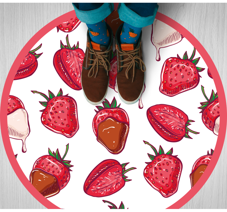 Sweet Strawberry Delight circular vinyl carpet - TenStickers